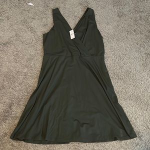 Olive green v-neck dress